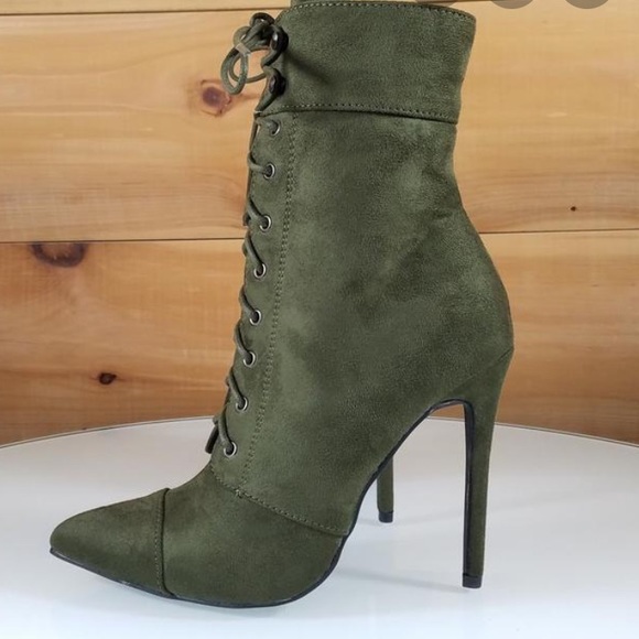 olive green booties womens
